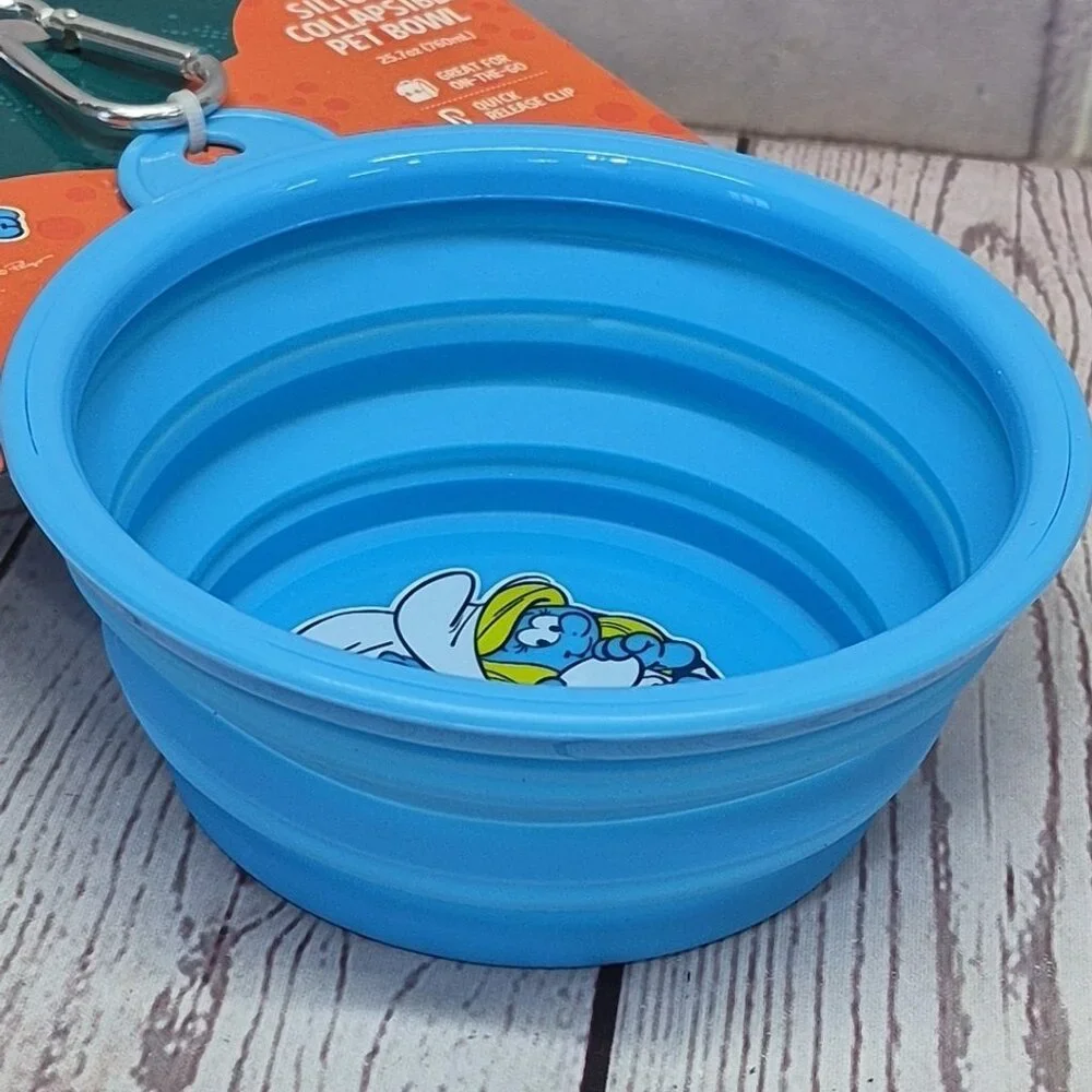The Smurfs Collapsible Pet‎ Silicone Bowl 25.7oz Silcone Clip On